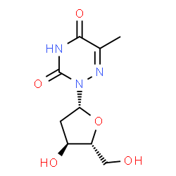 ChemSpider 2D Image | 2-(2-Deoxy-Î²-D-erythro-pentofuranosyl)-6-methyl-1,2,4-triazine-3,5(2H,4H)-dione | C9H13N3O5
