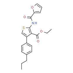 ChemSpider 2D Image | Ethyl 2-(2-furoylamino)-4-(4-propylphenyl)-3-thiophenecarboxylate | C21H21NO4S