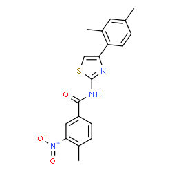 ChemSpider 2D Image | N-[4-(2,4-Dimethylphenyl)-1,3-thiazol-2-yl]-4-methyl-3-nitrobenzamide | C19H17N3O3S