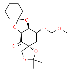 ChemSpider 2D Image | (3a'S,5'R,7'R,7a'S)-7'-(Methoxymethoxy)-2'',2''-dimethyltetrahydro-4'H-dispiro[cyclohexane-1,2'-[1,3]benzodioxole-5',4''-[1,3]dioxolan]-4'-one | C18H28O7