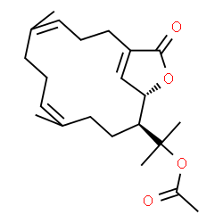 ChemSpider 2D Image | 2-[(12S,13S)-5,9-Dimethyl-15-oxo-14-oxabicyclo[11.2.1]hexadeca-1(16),4,8-trien-12-yl]-2-propanyl acetate | C22H32O4