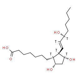 ChemSpider 2D Image | (8beta,9alpha,11beta,13Z,15R)-9,11,15-Trihydroxy(8,11,12,14,15-~3~H_5_)prost-13-en-1-oic acid | C20H31T5O5