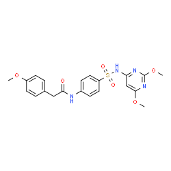 ChemSpider 2D Image | N-{4-[(2,6-Dimethoxy-4-pyrimidinyl)sulfamoyl]phenyl}-2-(4-methoxyphenyl)acetamide | C21H22N4O6S