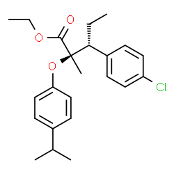 ChemSpider 2D Image | Ethyl (2R,3R)-3-(4-chlorophenyl)-2-(4-isopropylphenoxy)-2-methylpentanoate | C23H29ClO3