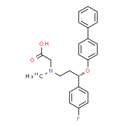 ChemSpider 2D Image | N-[(3S)-3-(4-Biphenylyloxy)-3-(4-fluorophenyl)propyl]-N-(~11~C)methylglycine | C2311CH24FNO3