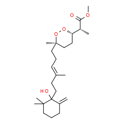 ChemSpider 2D Image | Methyl (2R)-2-{(3S,6R)-6-[(3E)-6-(1-hydroxy-2,2-dimethyl-6-methylenecyclohexyl)-4-methyl-3-hexen-1-yl]-6-methyl-1,2-dioxan-3-yl}propanoate | C25H42O5