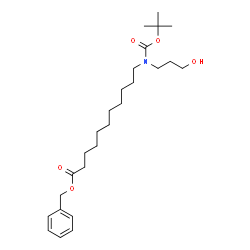 ChemSpider 2D Image | Benzyl 11-[(3-hydroxypropyl){[(2-methyl-2-propanyl)oxy]carbonyl}amino]undecanoate | C26H43NO5