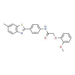 ChemSpider 2D Image | 2-(2-Methoxyphenoxy)-N-[4-(6-methyl-1,3-benzothiazol-2-yl)phenyl]acetamide | C23H20N2O3S