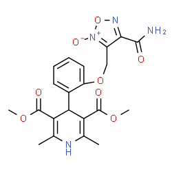 ChemSpider 2D Image | Dimethyl 4-{2-[(4-carbamoyl-2-oxido-1,2,5-oxadiazol-3-yl)methoxy]phenyl}-2,6-dimethyl-1,4-dihydro-3,5-pyridinedicarboxylate | C21H22N4O8