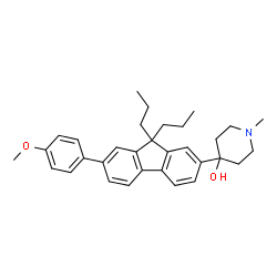ChemSpider 2D Image | 4-[7-(4-Methoxyphenyl)-9,9-dipropyl-9H-fluoren-2-yl]-1-methyl-4-piperidinol | C32H39NO2
