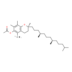 ChemSpider 2D Image | (2S)-2,7,8-Trimethyl-5-(~14~C)methyl-2-[(4R,8R)-4,8,12-trimethyltridecyl]-3,4-dihydro-2H-chromen-6-yl acetate | C3014CH52O3