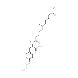 ChemSpider 2D Image | O-(2-Methoxyethyl)-N-methyl-N-[(9E)-6-methyl-11-oxo-9-tetradecenoyl]tyrosine | C28H43NO6