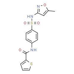 ChemSpider 2D Image | N-{4-[(5-Methyl-1,2-oxazol-3-yl)sulfamoyl]phenyl}-2-thiophenecarboxamide | C15H13N3O4S2