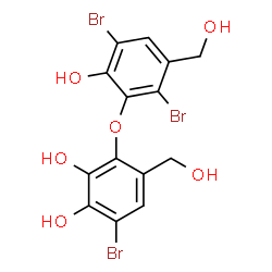 ChemSpider 2D Image | 6-Bromo-3-[2,5-dibromo-6-hydroxy-3-(hydroxymethyl)phenoxy]-4-(hydroxymethyl)-1,2-benzenediol | C14H11Br3O6