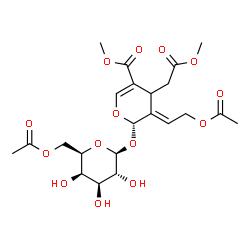 ChemSpider 2D Image | Methyl (2S,3E)-3-(2-acetoxyethylidene)-2-[(6-O-acetyl-beta-D-galactopyranosyl)oxy]-4-(2-methoxy-2-oxoethyl)-3,4-dihydro-2H-pyran-5-carboxylate | C22H30O14