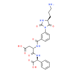 ChemSpider 2D Image | N~2~-{3-[(4S)-4-(3-Aminopropyl)-2,5-dioxo-1-imidazolidinyl]benzoyl}-N-[(S)-carboxy(phenyl)methyl]-L-alpha-asparagine | C25H27N5O8