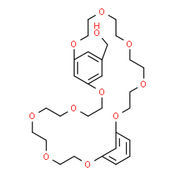 ChemSpider 2D Image | 2,5,8,11,14,20,23,26,29,32-Decaoxatricyclo[31.3.1.1~15,19~]octatriaconta-1(37),15(38),16,18,33,35-hexaen-17-ylmethanol | C29H42O11
