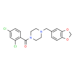 ChemSpider 2D Image | 1-(1,3-benzodioxol-5-ylmethyl)-4-(2,4-dichlorobenzoyl)piperazine | C19H18Cl2N2O3