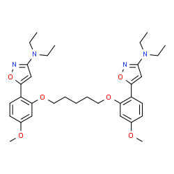 ChemSpider 2D Image | 5,5'-{1,5-Pentanediylbis[oxy(4-methoxy-2,1-phenylene)]}bis(N,N-diethyl-1,2-oxazol-3-amine) | C33H44N4O6