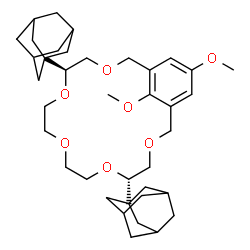 ChemSpider 2D Image | (5S,13S)-5,13-Di(adamantan-1-yl)-19,21-dimethoxy-3,6,9,12,15-pentaoxabicyclo[15.3.1]henicosa-1(21),17,19-triene | C38H56O7
