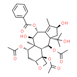 ChemSpider 2D Image | (2aR,4S,4aR,5R,6R,8S,9aS,10S,10aR,10bS)-4,10,10b-Triacetoxy-5,8-dihydroxy-9a-(2-hydroxy-2-propanyl)-4a,7-dimethyl-2a,3,4,4a,5,6,8,9,9a,10,10a,10b-dodecahydro-1H-azuleno[5',6':3,4]benzo[1,2-b]oxet-6-yl
 benzoate | C33H42O12