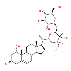 ChemSpider 2D Image | (1alpha,3beta,22R,25S,26S)-1,3,25-Trihydroxy-24-methoxy-22,26-epoxyergost-5-en-26-yl beta-D-glucopyranoside | C35H58O11