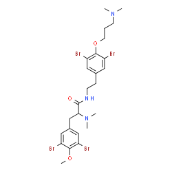 ChemSpider 2D Image | 3,5-Dibromo-N-(2-{3,5-dibromo-4-[3-(dimethylamino)propoxy]phenyl}ethyl)-Nalpha,Nalpha,O-trimethyltyrosinamide | C25H33Br4N3O3