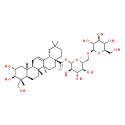 ChemSpider 2D Image | 6-O-beta-D-Glucopyranosyl-1-O-[(2alpha,3beta)-2,3,23-trihydroxy-28-oxoolean-12-en-28-yl]-beta-D-glucopyranose | C42H68O15