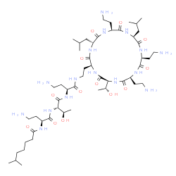 ChemSpider 2D Image | N-[(1S)-3-amino-1-[[(1S,2R)-1-[[(1S)-3-amino-1-[2-[(2S,5R,8S,11S,14S,17S,20S)-8,14,17-tris(2-aminoethyl)-20-(1-hydroxyethyl)-5,11-diisobutyl-3,6,9,12,15,18,21-heptaoxo-1,4,7,10,13,16,19-heptazacyclohenicos-2-yl]ethylcarbamoyl]propyl]carbamoyl]-2-hydroxy-propyl]carbamoyl]propyl]-6-methyl-heptanamide | C52H98N16O13