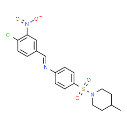 ChemSpider 2D Image | N-[(E)-(4-Chloro-3-nitrophenyl)methylene]-4-[(4-methylpiperidin-1-yl)sulfonyl]aniline | C19H20ClN3O4S