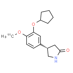 ChemSpider 2D Image | (4S)-4-{3-(Cyclopentyloxy)-4-[(~11~C)methyloxy]phenyl}-2-pyrrolidinone | C1511CH21NO3