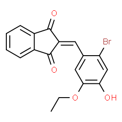 ChemSpider 2D Image | 2-(2-Bromo-5-ethoxy-4-hydroxybenzylidene)-1H-indene-1,3(2H)-dione | C18H13BrO4