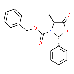 ChemSpider 2D Image | (2R,4R)-3-Benzyloxycarbonyl-4-methyl-2-phenyl-1,3-oxazolidin-5-one | C18H17NO4