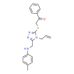 ChemSpider 2D Image | 2-[(4-Allyl-5-{[(4-methylphenyl)amino]methyl}-4H-1,2,4-triazol-3-yl)sulfanyl]-1-phenylethanone | C21H22N4OS
