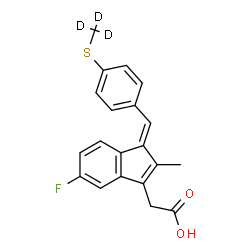 ChemSpider 2D Image | [(1Z)-5-Fluoro-2-methyl-1-{4-[(~2~H_3_)methylsulfanyl]benzylidene}-1H-inden-3-yl]acetic acid | C20H14D3FO2S
