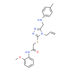 ChemSpider 2D Image | 2-[(4-Allyl-5-{[(4-methylphenyl)amino]methyl}-4H-1,2,4-triazol-3-yl)sulfanyl]-N-(2-methoxyphenyl)acetamide | C22H25N5O2S