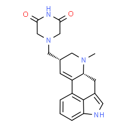 ChemSpider 2D Image | 4-{[(8alpha)-6-Methyl-9,10-didehydroergolin-8-yl]methyl}-2,6-piperazinedione | C20H22N4O2