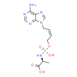 ChemSpider 2D Image | N-[{[(2Z)-4-(6-Amino-9H-purin-9-yl)-2-buten-1-yl]oxy}(hydroxy)phosphoryl]-L-alanine | C12H17N6O5P
