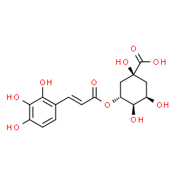 ChemSpider 2D Image | (1S,3R,4R,5R)-1,3,4-Trihydroxy-5-{[(2E)-3-(2,3,4-trihydroxyphenyl)-2-propenoyl]oxy}cyclohexanecarboxylic acid | C16H18O10