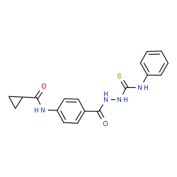 ChemSpider 2D Image | N-(4-{[2-(Phenylcarbamothioyl)hydrazino]carbonyl}phenyl)cyclopropanecarboxamide | C18H18N4O2S