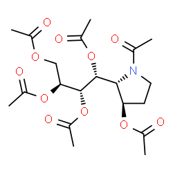 ChemSpider 2D Image | (1R,2S,3S)-3,4-Diacetoxy-1-[(2R,3R)-3-acetoxy-1-acetyl-2-pyrrolidinyl]-1,2-butanediyl diacetate | C20H29NO11