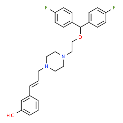 ChemSpider 2D Image | 3-[(1E)-3-(4-{2-[Bis(4-fluorophenyl)methoxy]ethyl}-1-piperazinyl)-1-propen-1-yl]phenol | C28H30F2N2O2