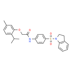 ChemSpider 2D Image | N-[4-(2,3-Dihydro-1H-indol-1-ylsulfonyl)phenyl]-2-(2-isopropyl-5-methylphenoxy)acetamide | C26H28N2O4S