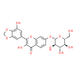 ChemSpider 2D Image | 3-Hydroxy-2-(7-hydroxy-1,3-benzodioxol-5-yl)-4-oxo-4H-chromen-7-yl beta-D-glucopyranoside | C22H20O12