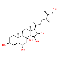ChemSpider 2D Image | (3beta,5alpha,6beta,15alpha,16beta,25R)-Ergost-24(28)-ene-3,6,8,15,16,26-hexol | C28H48O6