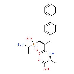 ChemSpider 2D Image | N-[(2R)-3-{[(1R)-1-Aminoethyl](hydroxy)phosphoryl}-2-(4-biphenylylmethyl)propanoyl]-L-alanine | C21H27N2O5P