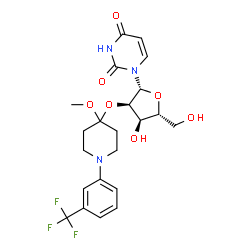 ChemSpider 2D Image | 2'-O-{4-Methoxy-1-[3-(trifluoromethyl)phenyl]-4-piperidinyl}uridine | C22H26F3N3O7