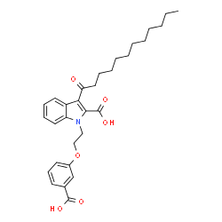 ChemSpider 2D Image | 1-[2-(3-Carboxyphenoxy)ethyl]-3-dodecanoyl-1H-indole-2-carboxylic acid | C30H37NO6
