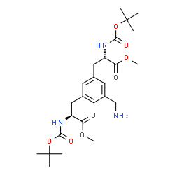 ChemSpider 2D Image | Methyl 3-(aminomethyl)-5-[(2S)-3-methoxy-2-({[(2-methyl-2-propanyl)oxy]carbonyl}amino)-3-oxopropyl]-N-{[(2-methyl-2-propanyl)oxy]carbonyl}-L-phenylalaninate | C25H39N3O8