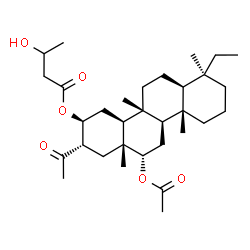 ChemSpider 2D Image | (2S,3S,4aS,4bR,6aS,7S,10aS,10bR,12S,12aR)-12-Acetoxy-2-acetyl-7-ethyl-4b,7,10a,12a-tetramethyloctadecahydro-3-chrysenyl 3-hydroxybutanoate | C32H52O6